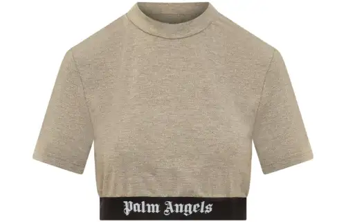 Palm Angels logo-tape cropped T-shirt
