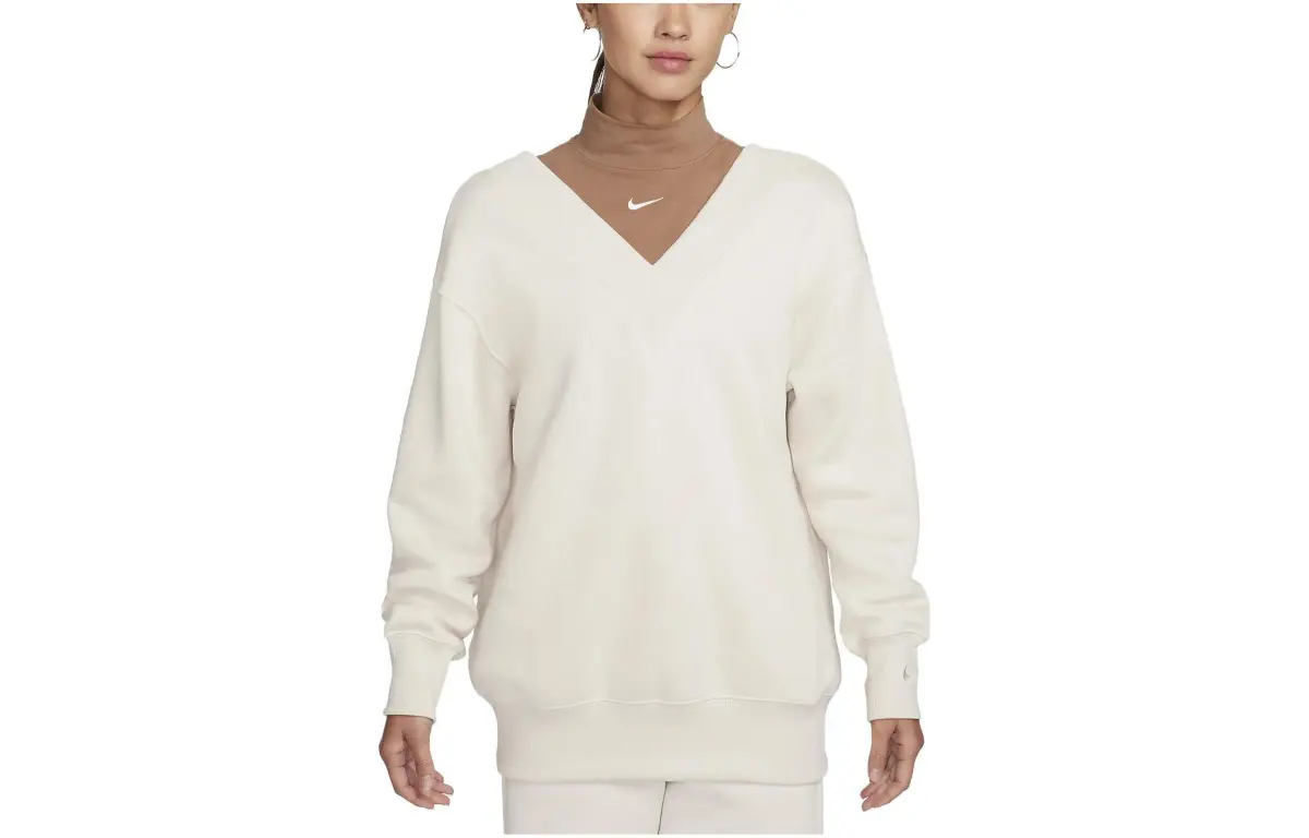 Nike Sweatshirts Women's White Stand Collar Moderate Mock Two-Piece