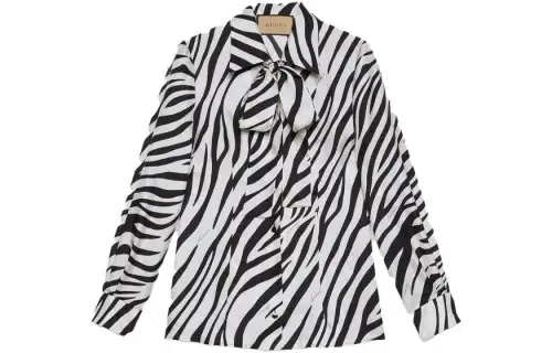 GUCCI Zebra-Printed Front-Bow Detail Shirt