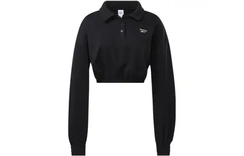 Reebok Sweatshirts Women's Black Polo Collar Moderate Regular