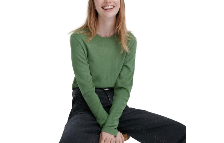 UNIQLO Knitwear Women's 52 Emerald Green Crew Neck Moderate Base Layer