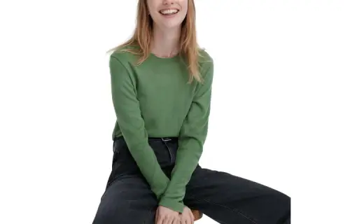UNIQLO Knitwear Women's 52 Emerald Green Crew Neck Moderate Base Layer
