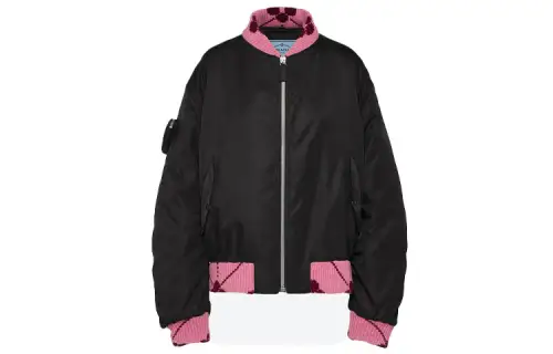 PRADA Jackets Women's Black Baseball Collar Moderate Other