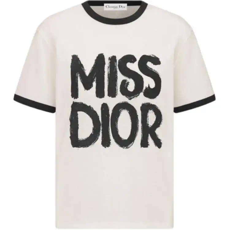 DIOR T Shirts Women's Black Crew Neck Moderate Straight Fit