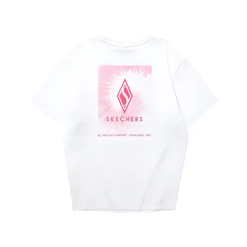 Skechers T Shirts Women's Bright White Crew Neck Moderate Straight Fit
