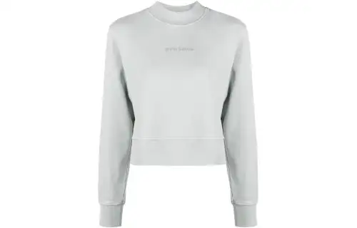 PALM ANGELS Gd Reversed Logo Fitted Crewneck Light Grey