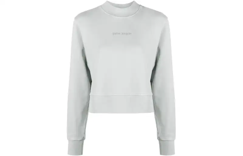 PALM ANGELS Gd Reversed Logo Fitted Crewneck Light Grey
