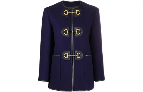 GUCCI Pre Owned 2010s Horsebit Collarless Coat