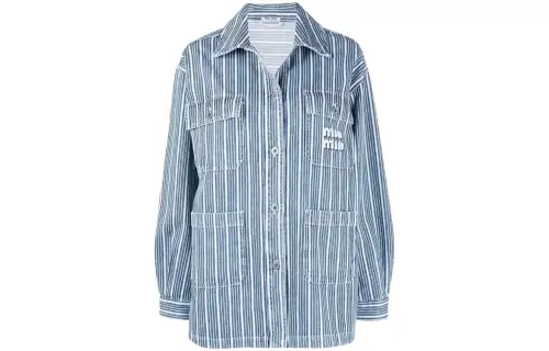 MIU MIU Jackets Women's Blue Lapel Moderate Other