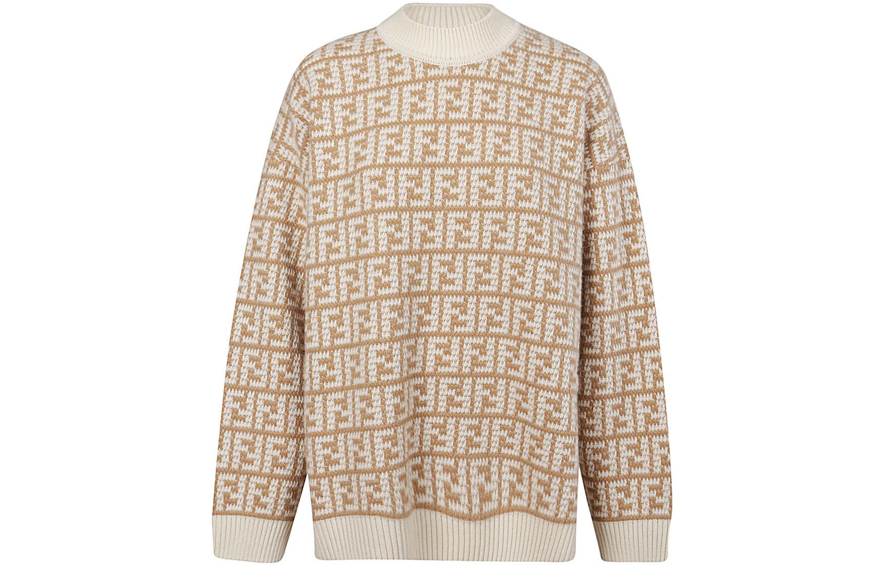 Женский свитер Fendi FW22 logo (бежевый)