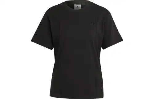 Adidas Originals ESSENTIALS T Shirts Women's Black Crew Neck Moderate Straight Fit