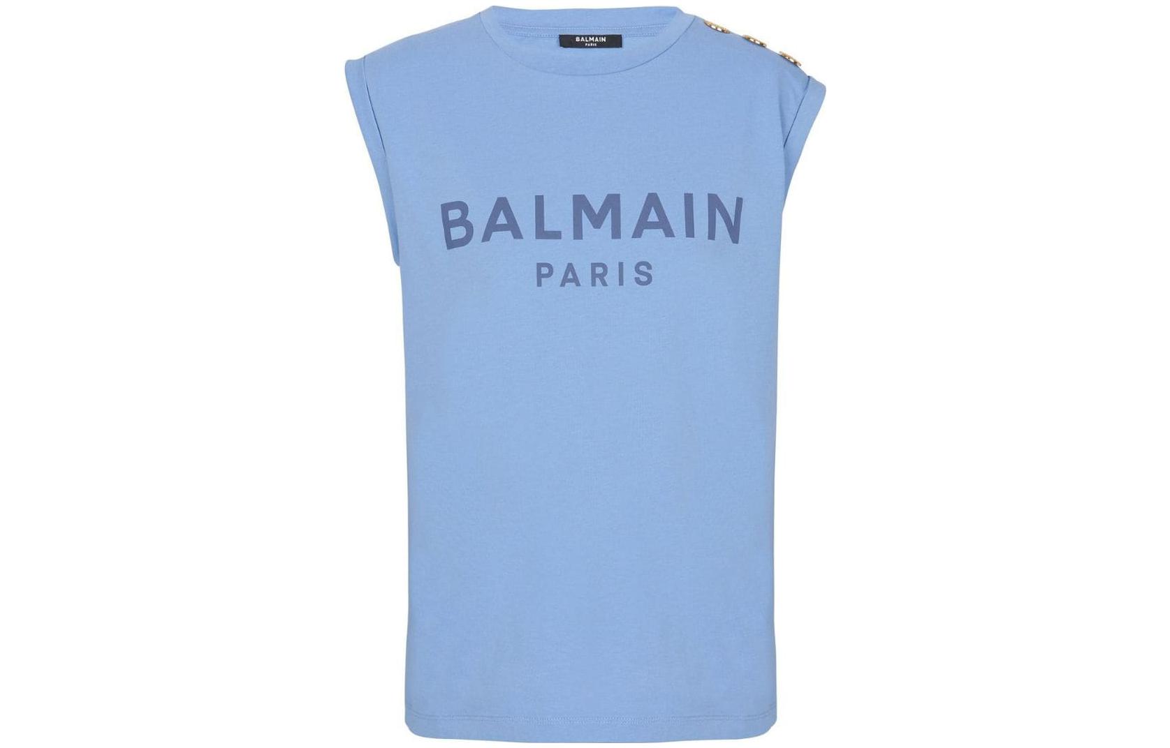 Женская футболка BALMAIN BALMAIN SS23 Logo (синяя)
