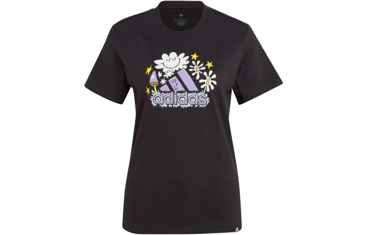 Adidas T-Shirts Women's Black Crew Neck Moderate Straight Fit