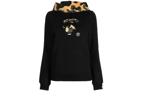 A BATHING APE Sweatshirts Women's Black Hooded Moderate Regular