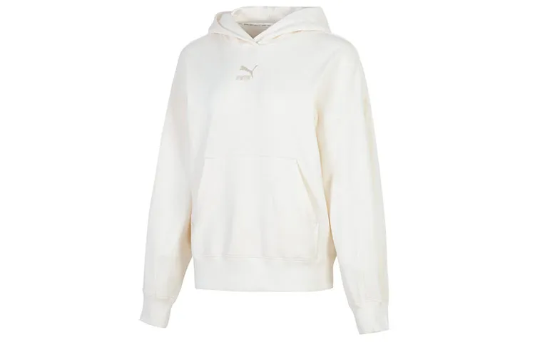 PUMA Sweatshirts Women's White Hooded Moderate Straight Fit