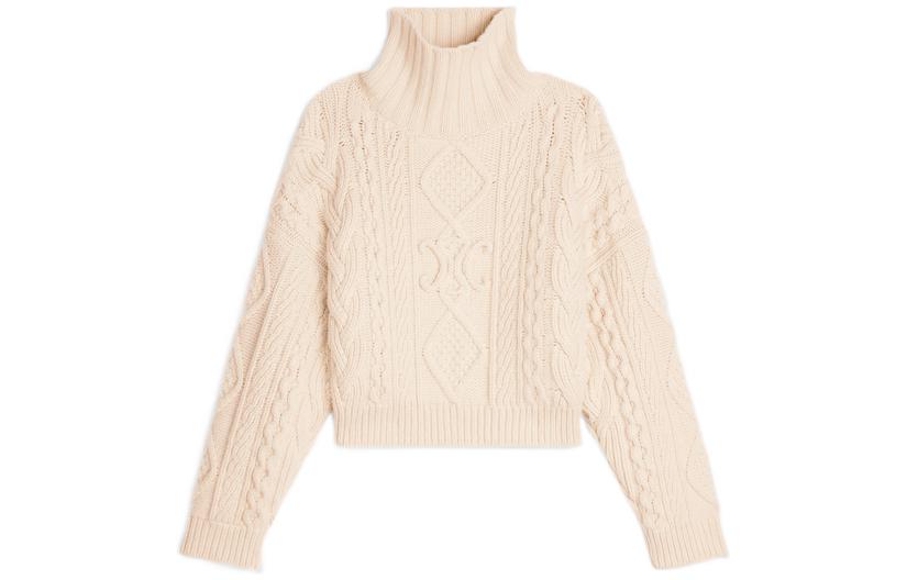 CELINE Cashmere Sweaters Women's White Turtleneck Moderate