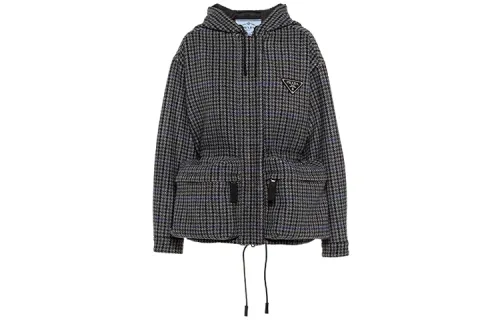 PRADA Jackets Women's Black Hooded Moderate Other