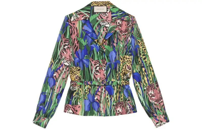 GUCCI Graphic Printed Belted Jacket