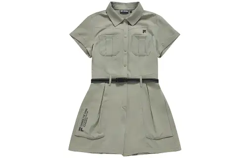 FILA FUSION Fila Fashion Brand Fashion Street Series Fashion Fit Mid-Length Jumpsuit Women's Hazy Khaki