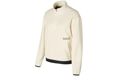 Skechers Sports Life Collection Sweatshirts Women's Pearl White Stand Collar Moderate Regular
