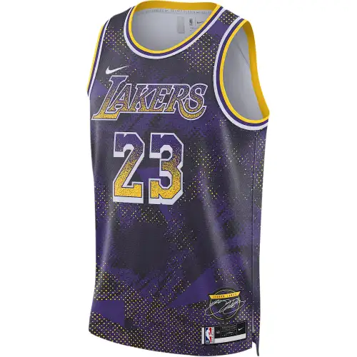 Nike Dri-Fit NBA Los Angeles Lakers LeBron James No. 23 Swingman Select Series Dry and Comfortable Knitted Basketball Vest Same Style for Men and Women Field Purple/White