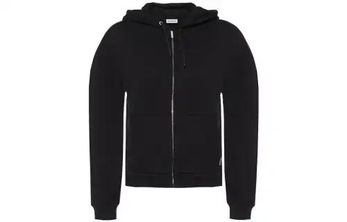 Balenciaga Sweatshirts Women's Black Hooded Moderate Cardigan