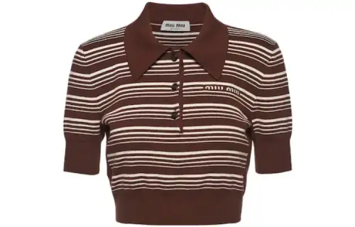 【Previous Season】stripe cropped polo shirt