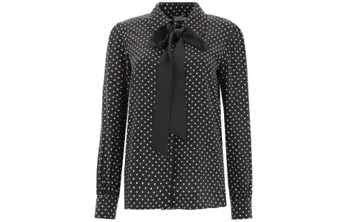 SAINT LAURENT Bow Detailed Long Sleeved Shirt