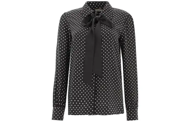 SAINT LAURENT Bow Detailed Long Sleeved Shirt