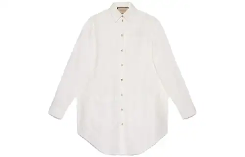 GUCCI Shirts Women's White Lapel Moderate Shirt