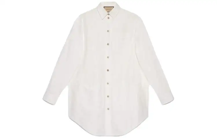GUCCI Shirts Women's White Lapel Moderate Shirt