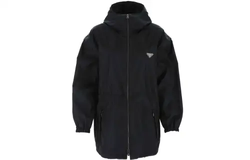 PRADA Jackets Women's Black Hooded Moderate Other