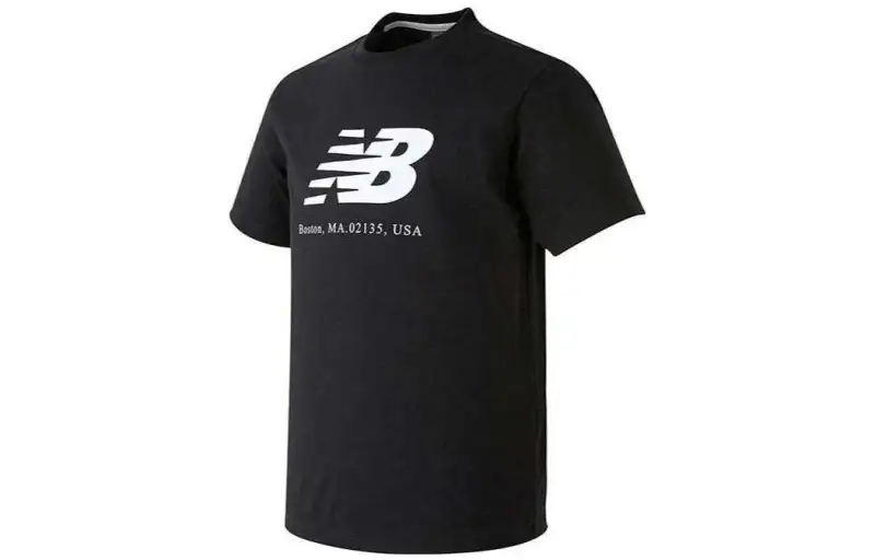 New Balance T Shirts Women's Black Crew Neck Moderate Straight Fit