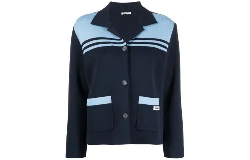 MIU MIU Jackets Women's Blue Lapel Moderate Other