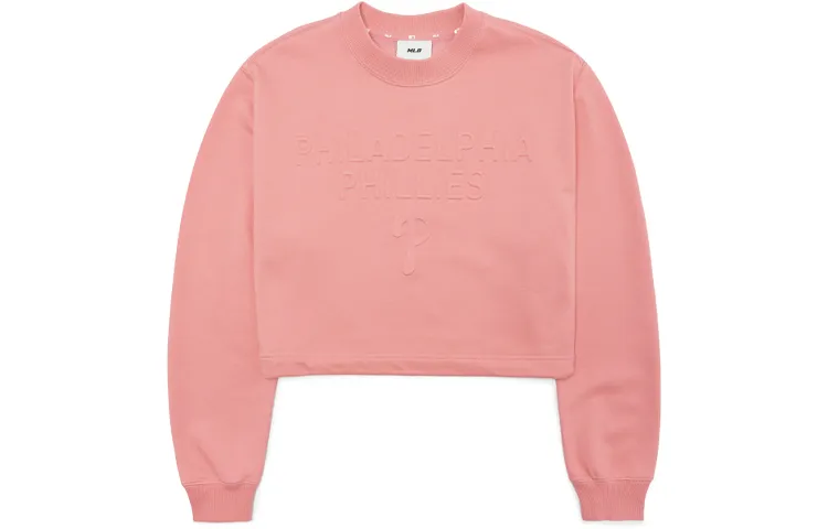 MLB Basic Logo Sweatshirts Women's Pink Crew Neck Moderate