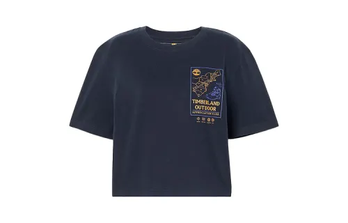 Timberland T Shirts Women's Navy Blue Crew Neck Moderate Straight Fit