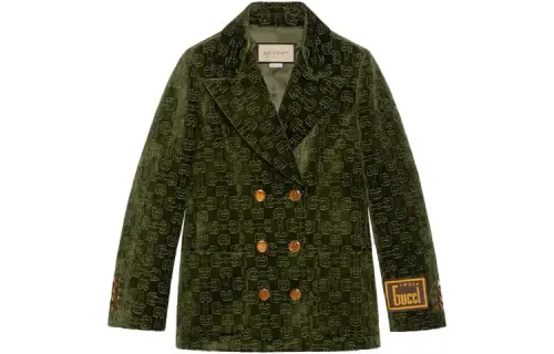 GUCCI Jackets Women's Green Suit Collar Moderate Other