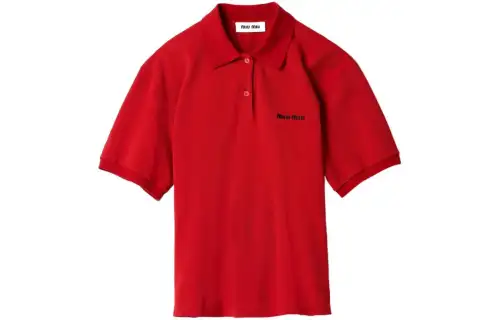 MIU MIU Logo-embroidered Cotton Polo Shirt