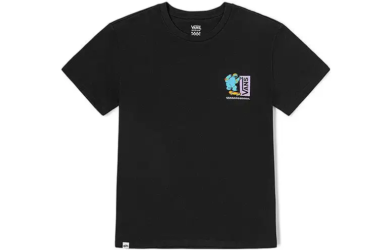 Vans X SESAME STREET T Shirts Women's Black Crew Neck Moderate Straight Fit