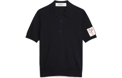 Golden Goose Deluxe Brand Logo Patch Short Sleeved Knitted Polo Top