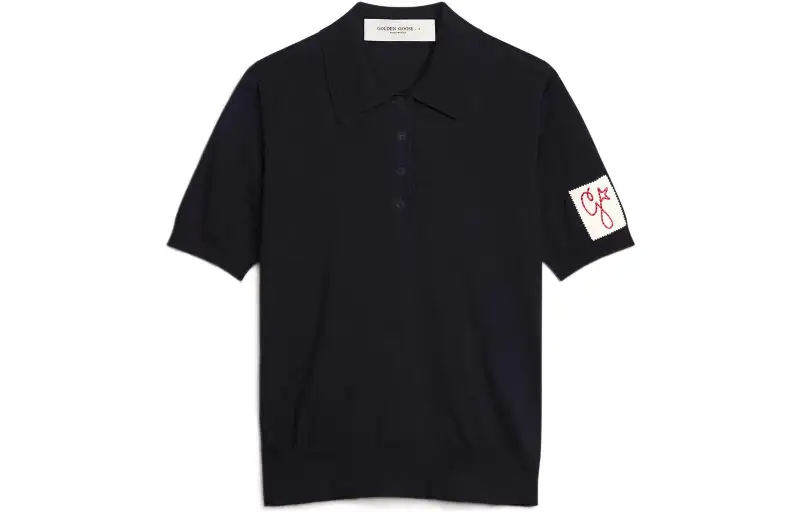 Golden Goose Deluxe Brand Logo Patch Short Sleeved Knitted Polo Top