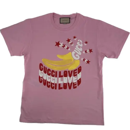 GUCCI T Shirts Women's Pink Crew Neck Moderate Straight Fit