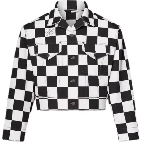 Lv Cropped Damier Denim Jacket