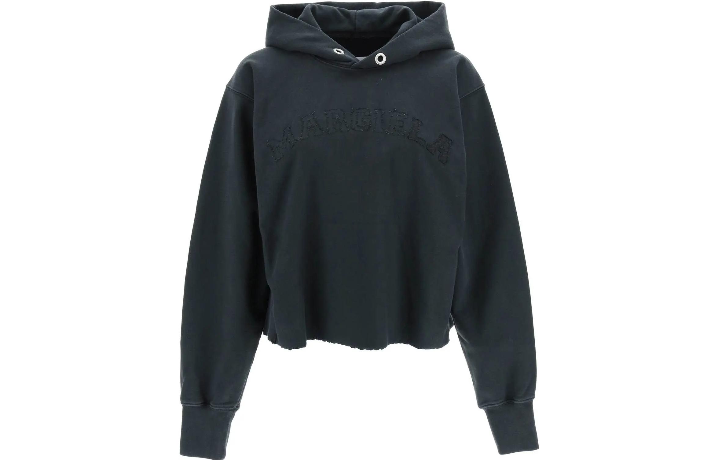 Maison Margiela Semir, dark blue hoody, logo embroidery service