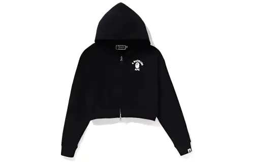 Bape Women'ss College Cropped Zip Hoodie Black