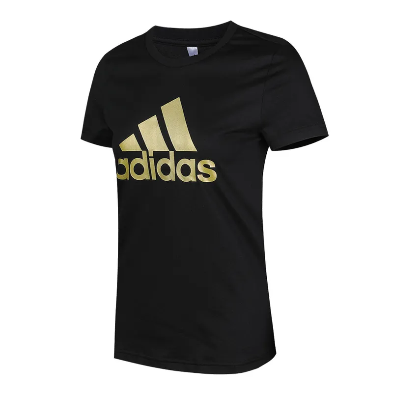 Adidas T-Shirts Women's Black Crew Neck Moderate Straight Fit