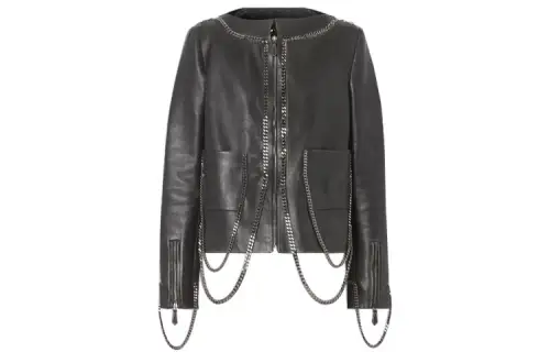 【RunwayPrevious Season】chain-link detail leather jacket