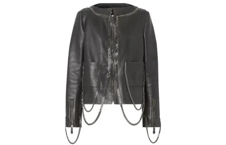 【RunwayPrevious Season】chain-link detail leather jacket