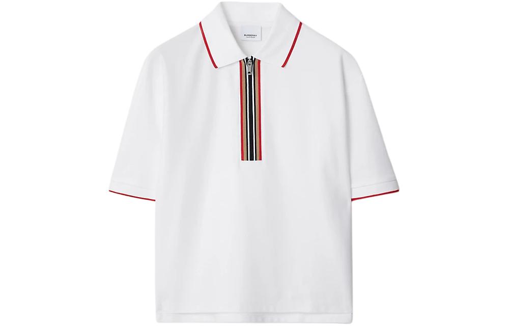 Женская футболка Burberry Polo в полоску (белая)