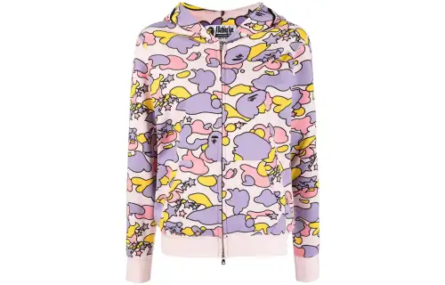 A BATHING APE Bape Sweatshirts Women's Multicolor Hooded Moderate Cardigan